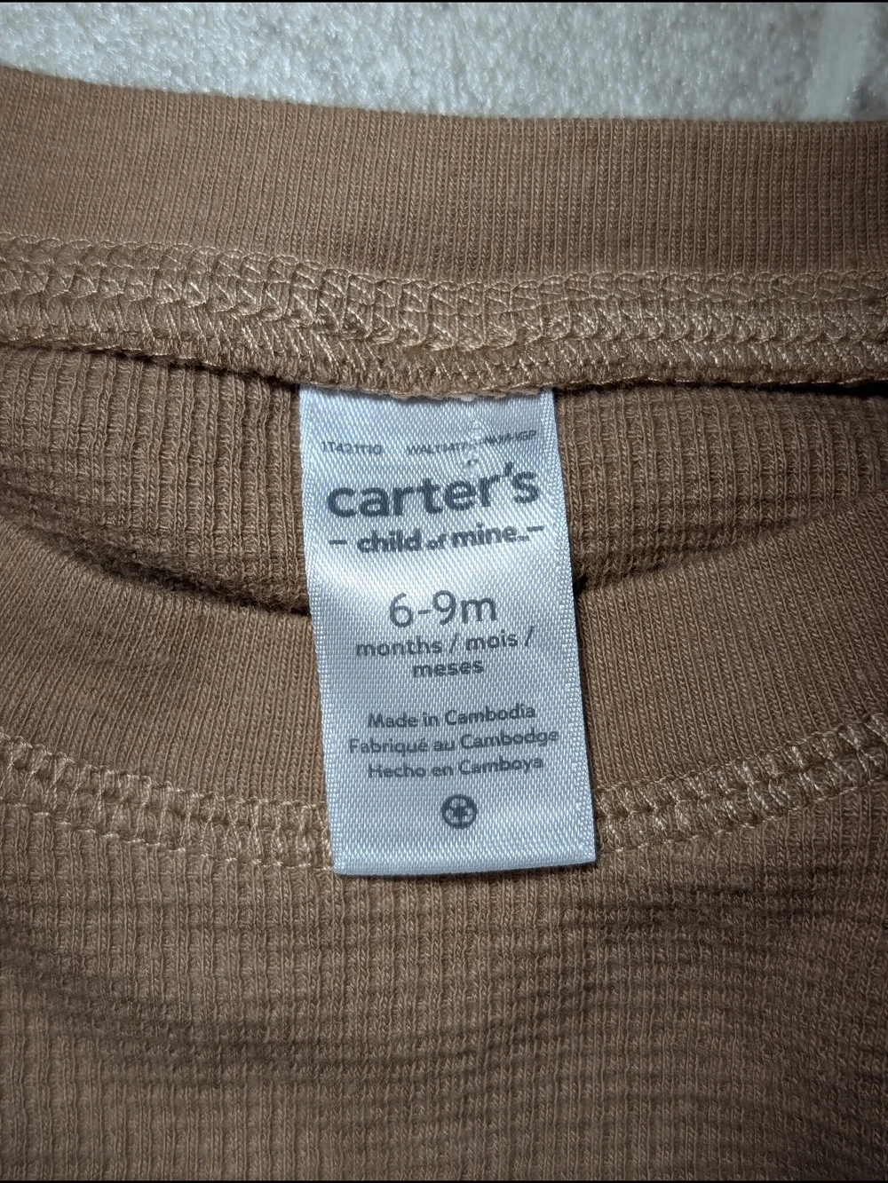 Carter's Brown Bear Waffle Knit Joggers Set Long Sleeve 6-9M
